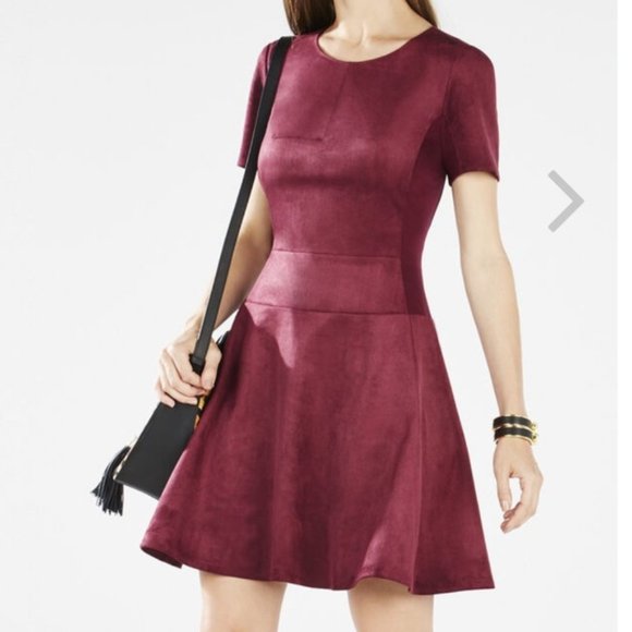 BCBGMaxAzria Dresses & Skirts - BCBGMaxAzria Darra Dress Faux Suede Bordeaux - 4